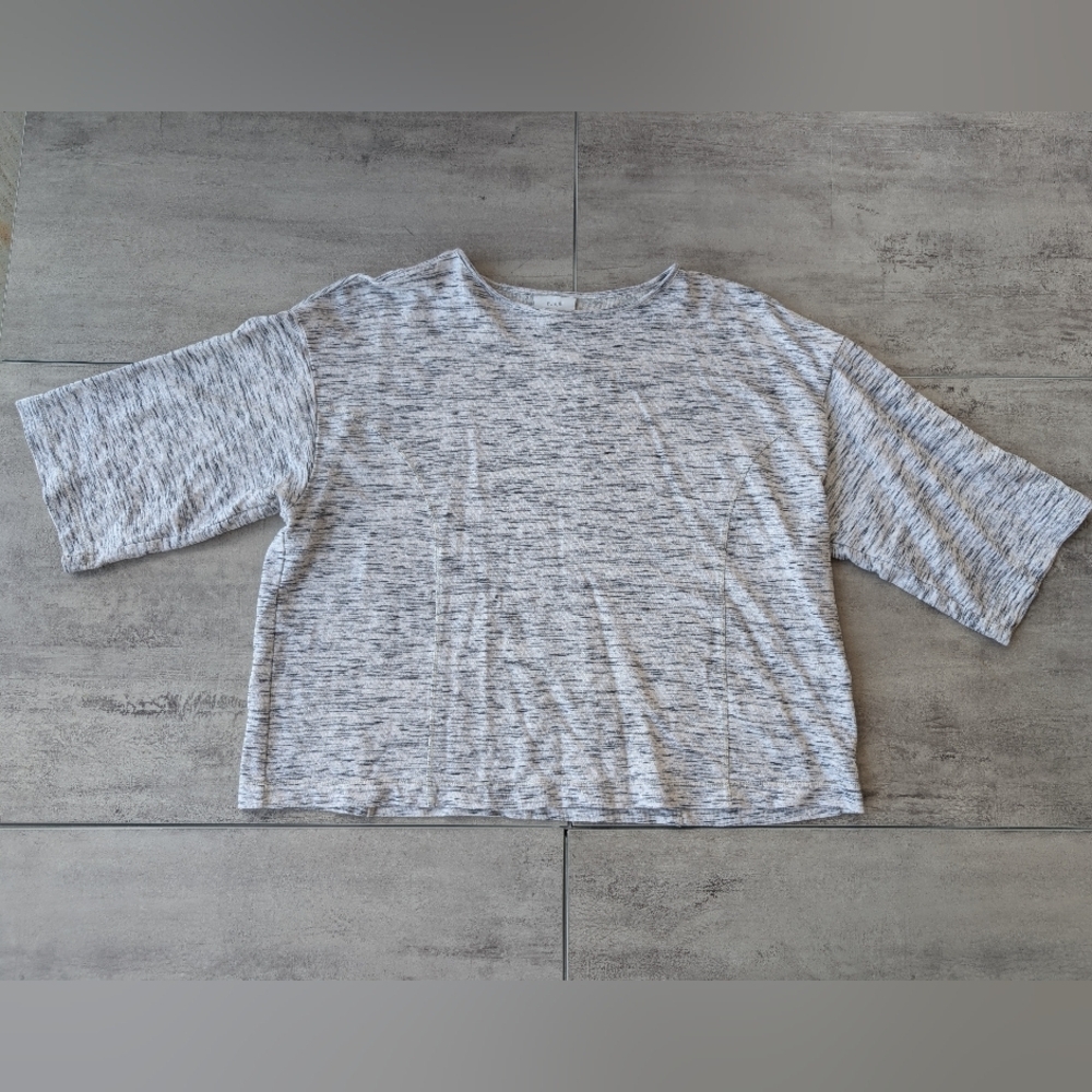 Pure Jill J.Jill Women's Heather Grey Space Dye Loose Fit Relaxed Top Small